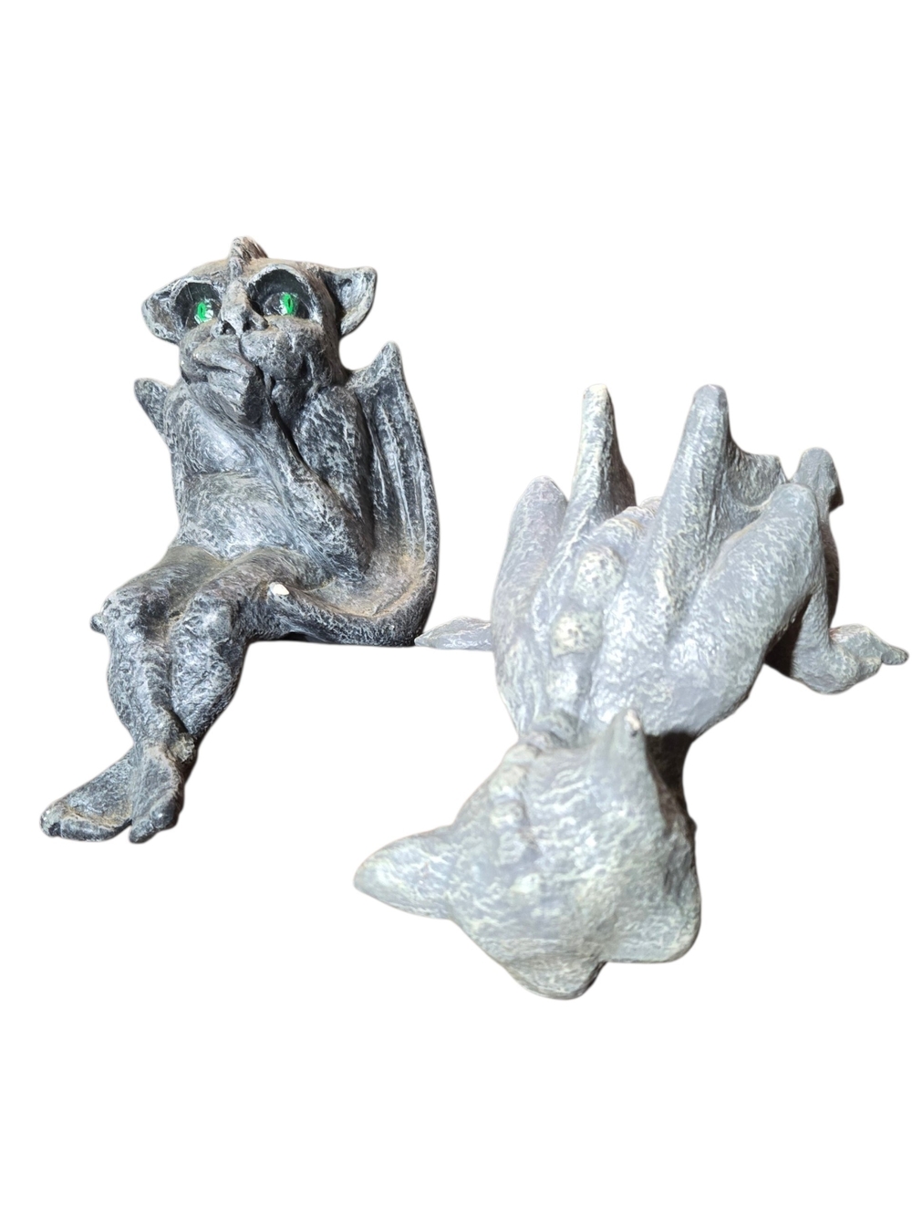 Gray Gargoyle Figurine Set - Decorative Home Holiday Accents